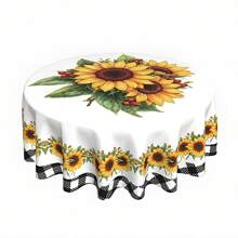 1pc/2pcs, Rectangular And Circular Polyester Tablecloths, Vintage Sunflower Flower Tablecloths, Home Vintage Anti Fouling Tablecloths, Dust-Proof And Washable PVC Tablecloths, Picnic Camping, Wedding, Birthday Party, Restaurant Buffet, Home Decorationft