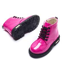 Girls' & Boys' Outdoor Casual Leather Boots, Girls Short Plush Lined Boot