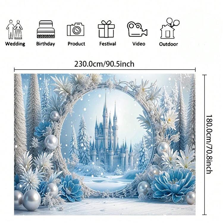 1 pieza Fondo de poliéster con tema de Frozen, decoración de pared cuadrada de moda adecuada para el Día de San Valentín y celebraciones de cumpleaños, decoración colgante con tema de películas para el hogar, dormitorio, habitación - sin necesidad de electricidad - Negro - Añade 2