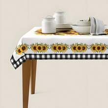 1pc/2pcs, Rectangular And Circular Polyester Tablecloths, Vintage Sunflower Flower Tablecloths, Home Vintage Anti Fouling Tablecloths, Dust-Proof And Washable PVC Tablecloths, Picnic Camping, Wedding, Birthday Party, Restaurant Buffet, Home Decorationft