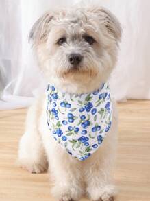1pc Cute Blueberry Fruit Print Medium/Small Dog Pet Triangle Bib, Pet Accessory