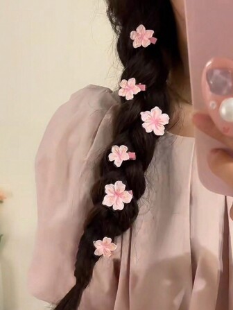 5 piezas Pinzas para el cabello con flores rosas de moda para mujer, lindos mini pasadores para el cabello, elegantes barrettes con flores de cerezo estilo princesa, accesorios para el cabello estilo hada Y2K, adecuados para uso diario, adorables pinzas para el cabello rosas, regalo del Día de San Valentín, artículos escolares, pinzas para el cabello rosas, atuendos de vacaciones para mujer