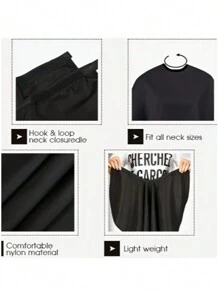 82*67cm 1件装沙龙染发披肩美发袍理发围裙剪发围布沙龙使用 - 黑色 - 查看 7