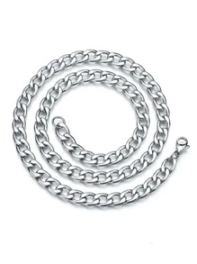 1pc Stainless Steel Cuban Link Chain Necklace, Minimalist Titanium Steel Chain Necklace, Fashionable Necklace With High-End Vibe, Suitable For Men & Boys, Valentine's Day Gift