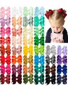 20Pcs Random Color Hair Bows Hair Barrettes Hair Accessories For Girls, 3" Hair Bows Alligator Clips For Babies Toddlers Teens Daily Wear Suitable For Festival Gifts For Girls - 彩色 - 查看 1