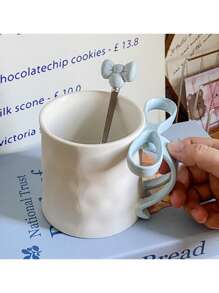 1pc Cute 3D Bow Ceramic Mug, High-Quality Design Handmade Girly Teacup, Coffee Cup, Couple Cup, Gift For Best Friend, Back To School, Birthday - Multicolor - View 8
