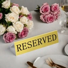 2/4/6 Pcs Gold Metal Tabletop Reserved Signs, Family Wedding Reserved Place Cards, Engagement And Reception Table Setting Cards, Waterproof Double Sided Seat Reservation Signs For Restaurants, Banquets, Weddings, Birthday Parties, Ceremonies And Events, Conference Rooms, Pre- Leave Table Decoration, Wedding Decoration, Double Sided Tent, Restaurants Best Gifts