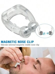 8 pièces de pince nasale magnétique anti-ronflement en silicone, un appareil de réduction du ronflement confortable pour les hommes et les femmes, livré avec un boîtier de rangement pour améliorer la qualité du sommeil, portable et adapté aux voyages en famille, et sert d'aide au soulagement du ronflement