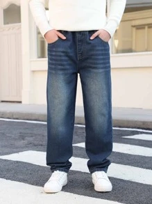 Jeans amples de printemps pour adolescents, style délavé. Pantalon en jean décontracté pour adolescents/adolescents garçons