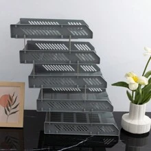 5-Layer Plastic File Tray, Desk Organizer For Office Supplies, Horizontal Document Storage Box, Multi-Layer File Rack, File Frame Shelf - Multicolor - View 12