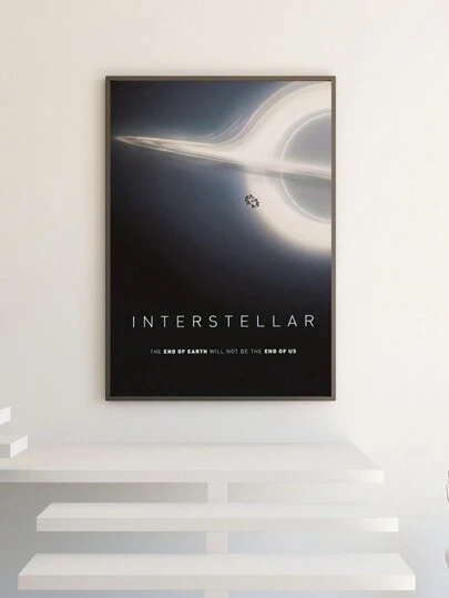 1 pieza Póster de la película Interstellar, impresión de arte espacial minimalista moderna, decoración de arte de pared en lienzo, portada de película clásica para decoración de hogar, oficina, dormitorio, sala de estar, aula, baño, uso interior, sin marco
