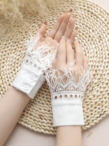 1 对白色纽扣假衬衫袖口，适合男士和女士，搭配西装和毛衣 - 彩色 - 查看 6