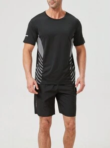 2 Pieces Men Sports Breathable Casual Short Sleeve T-Shirt And Shorts Set, Summer 2025 New Arrival'