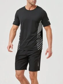 2 Pieces Men Sports Breathable Casual Short Sleeve T-Shirt And Shorts Set, Summer 2025 New Arrival'