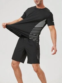 2 Pieces Men Sports Breathable Casual Short Sleeve T-Shirt And Shorts Set, Summer 2025 New Arrival'