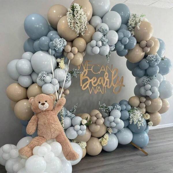 Blue Balloon Arch Set, 134 Pcs Balloon Gender Reveal Birthday Bear Theme Party Decoration Supplies,Christmas