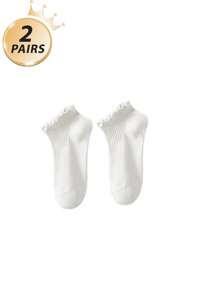2/6/12 Pairs For Women, Black And White Ruffled Ear Edge Vertical Stripes, Breathable And Refreshing, Ins Style, College Style Ankle Socks, Home, Commuting, Party All-Match, Valentine's Day Gift - Multicolor - View 19