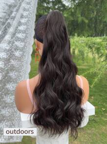 Claw Ponytail Extension Hair Accessories 18-20 Inch Long Natural Wave Heat Resistant Fiber Synthetic Ponytail Hairpiece for Women Daily Used black brown - Brown - View 6