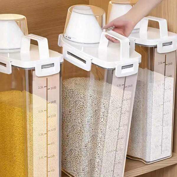 1,75 L/2,5 L/3 L Großkapazität luftdichte Getreide Spender Behälter - feuchtigkeits- und insektengeschützte Reis/Cerealien Vorratsbehälter mit Klappdeckel für die Küchen Organisation