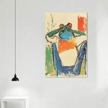 Impresión artística en lienzo de rana con estilo elegante - Decoración de pared de alta calidad y vibrante para sala de estar, dormitorio, cocina - Fácil de colgar, durable y elegantemente envuelto en lienzo - Pintura sobre lienzo - Ver 4