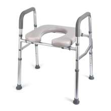 Raised Toilet Seat, 350LB Stand Alone Homecare Commode Bathroom Assist Frame For Elderly, Handicapped, Disabled, Adjustable Height, Padded Seat Bathroom Decor Summer Back To School - Silver - View 7