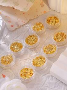 5g Golden Jar Nail Art Accessories Moon Star Heart Diamond Shell And Other Small Accessories In Various Shapes, 9 Jar Optional Accessories Nail Art Golden Accessories Accessories For Nail Art Design Nail Art DIY Essential