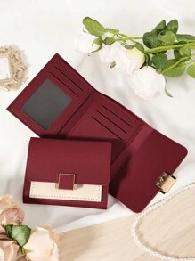 Burgundy Bag Charry Red Bag Wine Red Bag Coin Pocket Double Fold Women's Wallet Mini Women's Fashionable Wallet With Multiple Card Slots And ID Card Window Very Suitable For Outdoor Travel And Returning To School For Women Wallet Mini Wallet Purse Wallet Small Wallet
