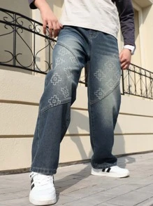 Jeans en denim imprimés pour garçons adolescents, nouveaux pantalons décontractés à jambe droite à la mode pour garçons adolescents au printemps