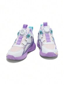 Zapatos de baloncesto giratorios para niños - Zapatos deportivos casuales de PU morado, con amortiguación y antideslizantes, apropiados para correr y caminar tanto en interiores como en exteriores