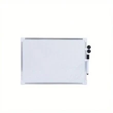 Multipurpose Double-Sided Whiteboard Set, 12"X8", Stainless Steel Material, Suitable For Home Office Notes And Messages - White - View 3