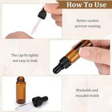 100 One Glass Drip Bottle Mini Essential Oil Drip Bottle Empty Sample Vials With Black Cap Small Storage Tank With Drops Perfume Cosmetic Liquid Aromatherapy Laboratory (Transparent, 5 Ml)