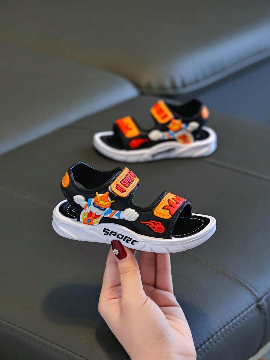 儿童可爱卡通图案软底 PVC 休闲沙滩凉鞋，男女通用