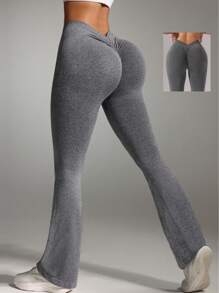 Summer Workout 1pc High Waist Flare Leg Sports Leggings