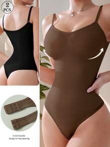 2 piezas de ropa interior moldeadora y sexy sin costuras para mujer, body de control de cintura, conjunto de camiseta y tanga, ropa interior ajustada y moldeadora