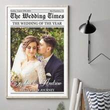 Custom Photo The Wedding Times Wall Art Decor, Custom Picture Poster For Couples, Newspaper Valentine's Day Gifts For Her Him, Gift For Her Him, Gift For Husband Wife, For Bathroom, Bedroom, Office, Living Room, Wall Decor