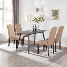 Dining Chairs Upholstered Parsons Chairs With Rubber Wood Legs And Nailhead Trim, Fabric Side Chairs For Dining Room, Kitchen And Living Room, Set Of 2, Khaki ﻿ - 卡其色 2 件組 - 查看 8