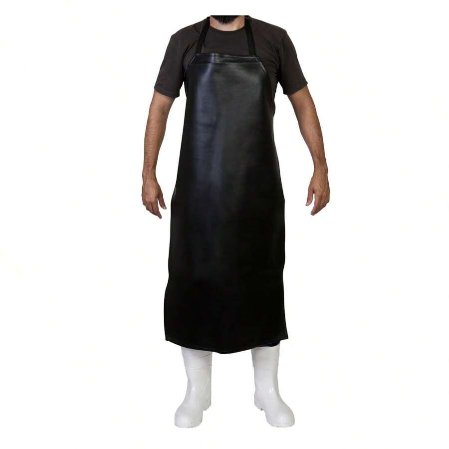 Black Waterproof PVC Pop Apron Kitchen Butcher Shop Reinforced One Size - Negro - Ver 1