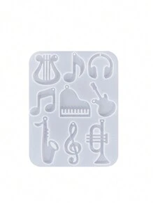 1pc Music Transient Epoxy Resin Casting Mold Guitar Note Piano Horn Earring Pendant Resin Silicone Mold, Castle Cloud Mushroom Vase Keychain Mold, Suitable For DIY Craft Jewelry