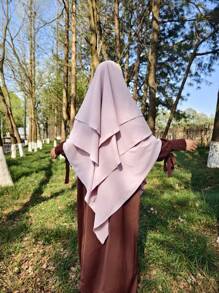 1pc Women's Elegant Solid Color Three-Layer Hooded Robe, Chador, Khimar, Jilbab, Breathable Sun Protection Headscarf, Suitable For Casual Outdoor Wear In All Seasons - Multicolor - View 9