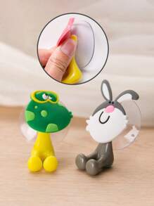 1/3/5pcs Creative Cute Cartoon Animal Family Damage-Free Strong Suction Toothpaste & Toothbrush Holder, Assorted Style Home Bathroom Decor Summer