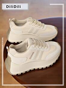 女士休闲运动鞋、平底运动鞋、运动路跑鞋 - 米色 - 查看 5