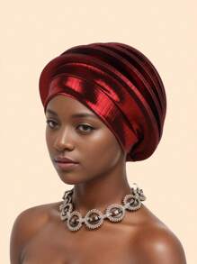 1 件优雅螺旋贝雷帽，适合女性，非洲女士头巾，女性贝雷帽，头巾，尼日利亚头饰，婚礼派对 Gele - 美人條貝雷帽 - 查看 19