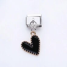 1PC Linh kiện vòng tay mô-đun Ý bằng thép không gỉ, có mặt dây chuyền Series màu đen, tự làm đồ trang sức cho vòng tay vòng cổ, có thể kết hợp tự do với nhiều phong cách khác nhau - màu đen - Xem 8