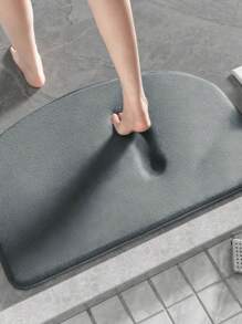 1pc Creative Simple Black Rounded Sided And Machine Washable Sponge Memory Foam Entrance Floor Mat ,Room Decor - Black - View 7