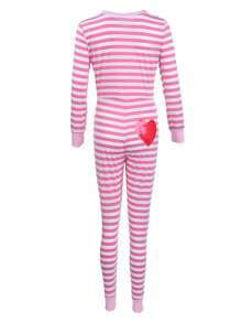 Women Casual Slim Jumpsuit, Button Neck Long Sleeve Stripe One Piece Leotard Clubwear - 亮粉紅色 - 查看 1
