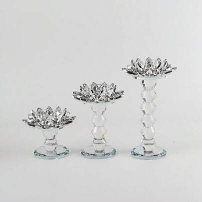 European Style Crystal Tall Candle Holder, Depicting Western Romantic Ambience, Traditional Western Crystal Lotus Candle Holder, Inheriting Cultural Charm Gifts Birthday Graduation