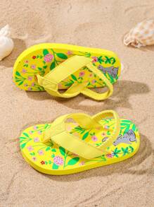 1 Pair Girls Cute Rabbit & Flower Casual Comfortable Fashion Outdoor Yellow Sandals, Suitable For Summer - Yellow - View 5
