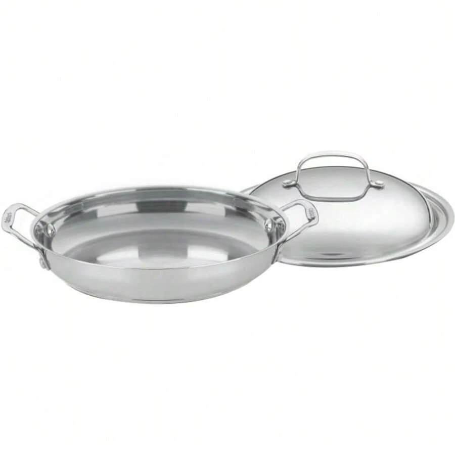 Chef's Classic 12-Inch Silver Stainless Steel Everyday Pan With Dome Cover