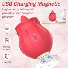 1pc Clitoral Licking Tongue Rose Sex Toy Vibrator Stimulator For Women, Vibrating Rose Adult Women Couples Sex Toys With 10 Modes, Female Mini Clitoris Nipple Vibrator For Woman Her Pleasure - Clitoris Vagina Pussy Pump Tongue Vibrators For Women Quick Sexual Pleasure, Female Couple Sex Toy & Games