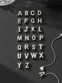 1 buah Kalung Liontin Huruf A-Z Berbentuk Hati Minimalis & Modis, Desain Vintage (Tanpa Kotak Hadiah) - Perak - View 4